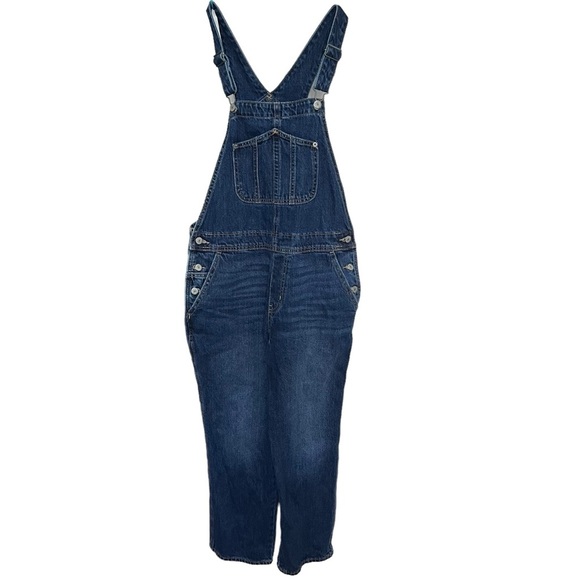 Old Navy Women's Overalls Straight Leg Jean Bib Pockets Navy Blue Size 8 - Picture 1 of 8